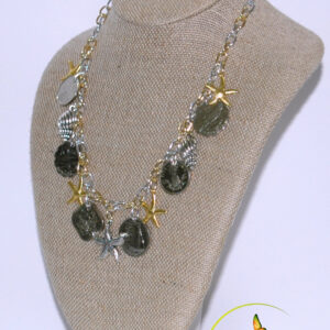 Authentic 0.15 Cents Bahamian Coins "Waterfall" Necklace & Earring Set.