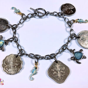 Authentic Bahamian Coins & Charm Bracelet.