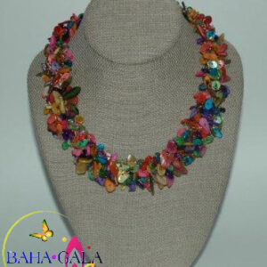 Gorgeous Multicolored Mother Of Pearl Crocheted Necklace & Earring Set.