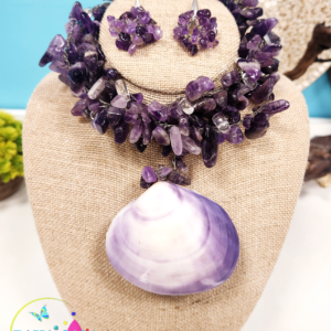 Amethyst & Shell Necklace Set.
