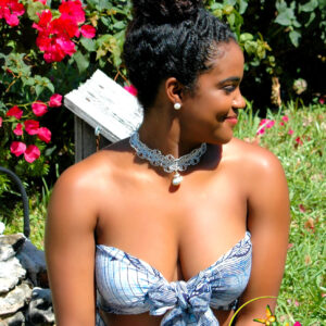 Delicate White Lace Embroidered Choker Necklace Set.