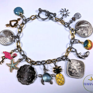 Authentic Bahamian Coins & Charm Bracelet.