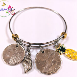 Authentic Bahamian Coins & Charms Stainless Steel Bangle.