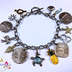 Authentic Bahamian Coins & Charm Bracelet.