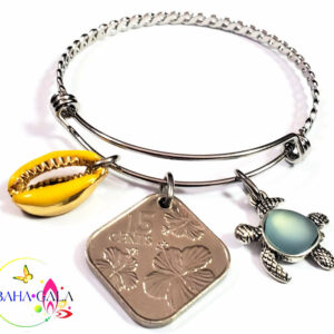 BG "Inspire" Stainless Steel "Butterfly Twist" Adjustable Charm Bangle.
