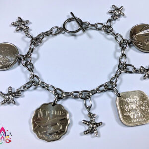 Authentic Bahamian Coins & Charm Bracelet.