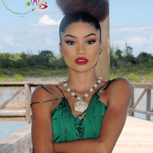 Glass Pearls & Multicolored Crystals Necklace & Earring Set.