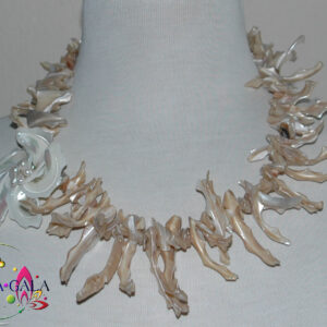 Tan Mother of Pearl Branches Necklace & Earring Set.