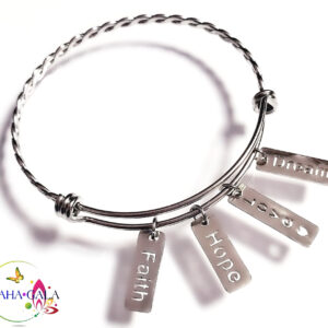 BG "Inspire" Stainless Steel "Butterfly Twist" Adjustable Charm Bangle.