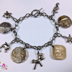 Authentic Bahamian Coins & Charm Bracelet.