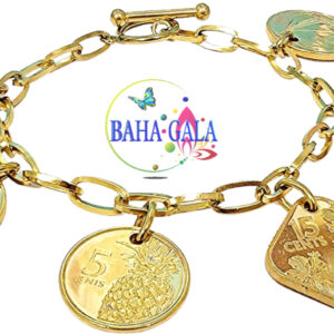 24k Gold Bahamian Coins Charm Bracelet.