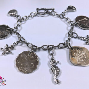 Authentic Bahamian Coins & Charm Bracelet.