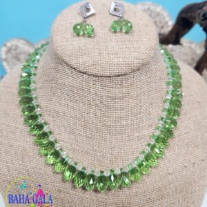 Kiwi Crystals Necklace & Earring Set.