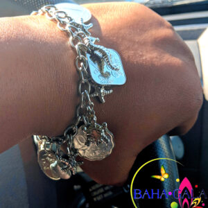 Authentic Bahamian Coins & Stainless Steel "Aquatopia" Charm Bracelet.
