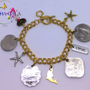 BG Authentic Bahamian Coin Charm Bracelet.