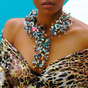 Stunning Freshwater & Gemstones Necklace & Earring Set.