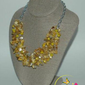 Yellow Mother Of Pearl and Yellow Crystals Necklace & Earring Set.