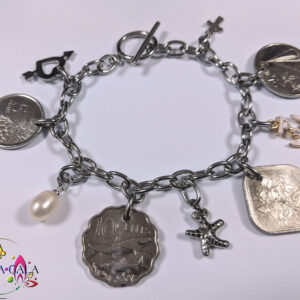 Authentic Bahamian Coins & Charm Bracelet.
