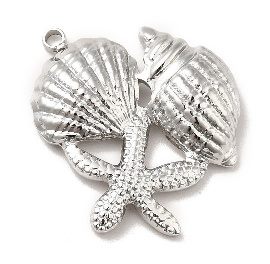 Stainless Steel Silver Starfish, Clam Shell & Conch Shell
