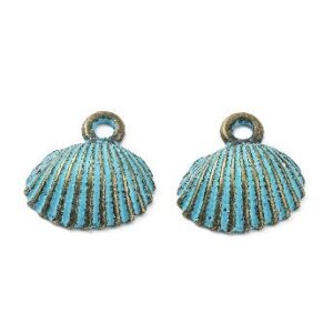 Antique Bronze & Turquoise Patina, Clam Shell