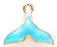Turquoise & Gold Enamel Dolphin Tail