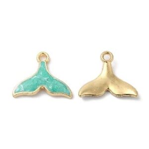 Aqua & Gold Enamel Dolphin Tail