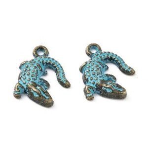 Antique Bronze & Turquoise Patina, Alligator