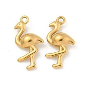 Stainless Steel Gold Small Flamingo