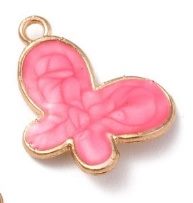 Enamel Rose Pink & Gold Butterfly