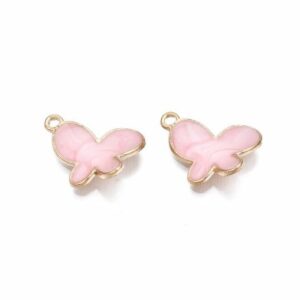 Enamel Baby Pink & Gold Butterfly