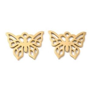 Stainless Steel 18k Gold Plated Butterfly