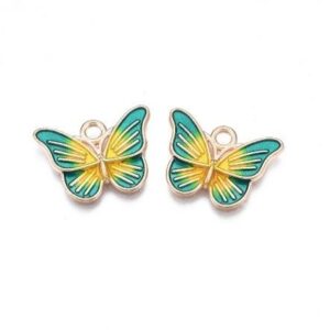 Green & Yellow Enamel Butterfly