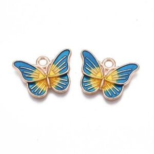 Blue & Yellow Enamel Butterfly