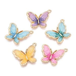Turquoise & Gold Enamel Butterfly