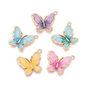 Pink & Gold Enamel Butterfly