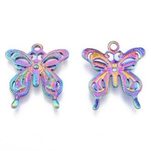 Stainless Steel Iridescent Rainbow Butterfly