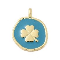 Turquoise Enamel & 18K Gold Plated 4-Leaf Clover