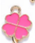 Fuchsia & Gold Enamel 4-Leaf Clover Flower