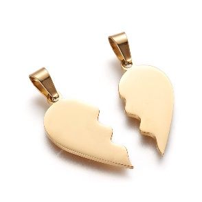 Gold Stainless Steel Split Double 2-Part Heart