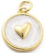 18K Gold Plated Mother of Pearl Enamel Heart