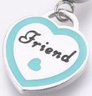 Stainless Steel & Turquoise Enamel, Heart with Friend