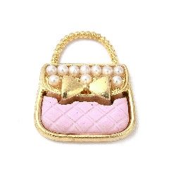 Gold Enamel Pink Purse