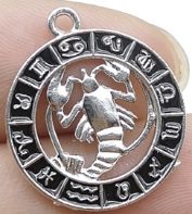 Stainless Steel Black & Silver Cancer Zodiac Sign