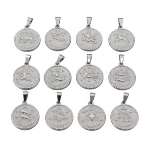 Stainless Steel Silver Aquarius Zodiac Sign