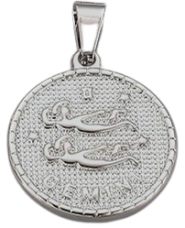 Stainless Steel Silver Gemini Zodiac Sign