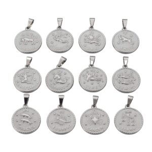 Stainless Steel Silver Libra Zodiac Sign