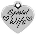 Stainless Steel Silver "Special Wife" Words Heart