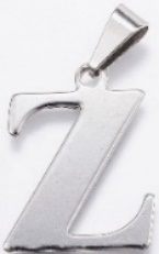 Stainless Steel Silver Letter "Z"