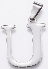 Stainless Steel Silver Letter "U"