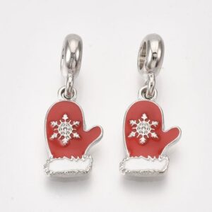 Red & White Snowflake Mitten